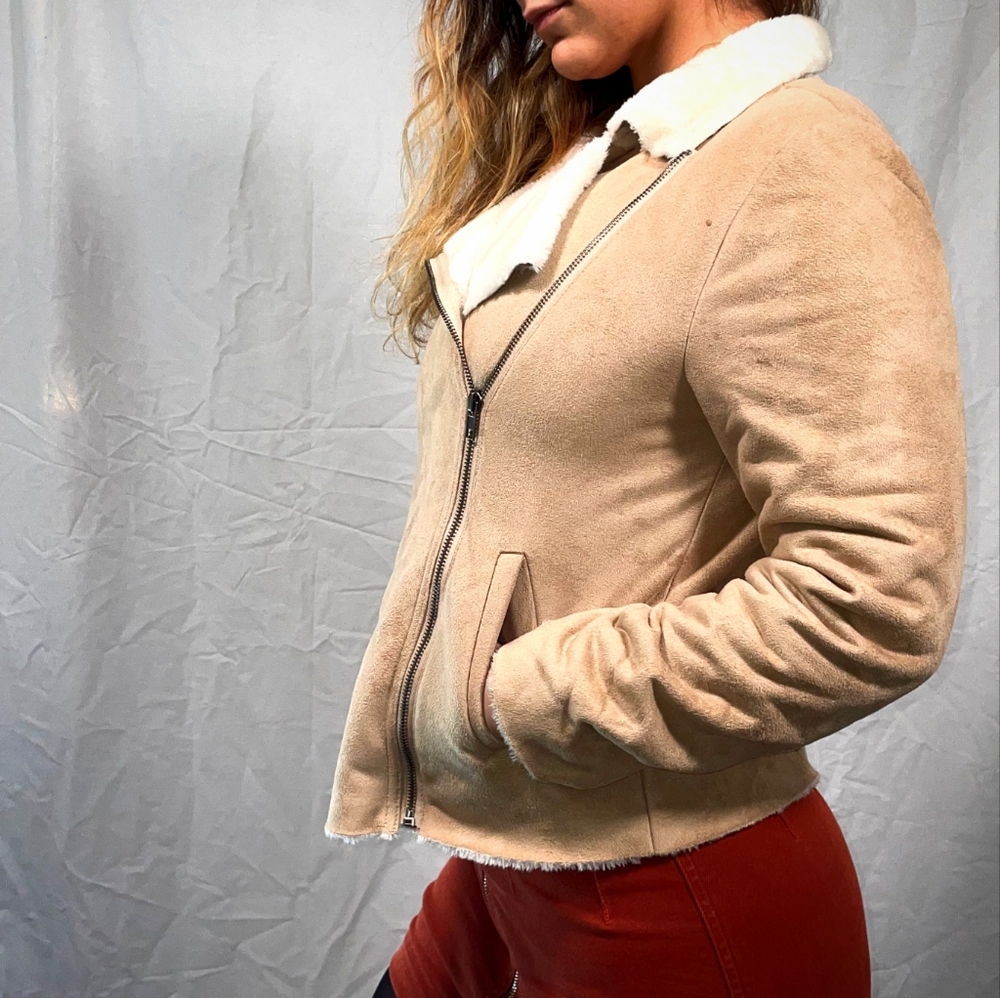 Faux Fur and Suede Forever 21 Tan Women's Coat  Size M